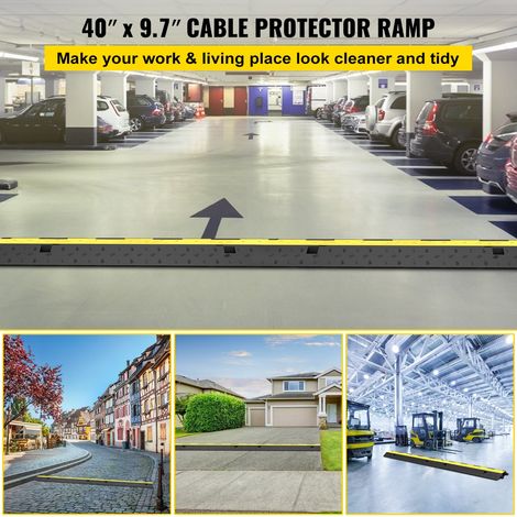 Rampe de Protection Cable Lot de 4 à 2 Canaux Passage de Cable au Sol Caoutchouc PVC Passe Cable Ralentisseur Modulaire Capacité Charge 4989 kg pour Maïs on Bureau Terrains de Jeux 101x24,5x5 cm (1/5)
