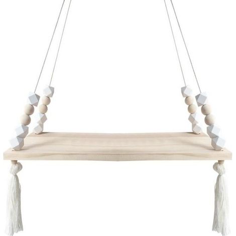 Étagère Murale Enfant Éagère Décorative à Suspendre avec Corde et Planche en Bois Style Ins Forme Balançoire Chambre23579 (1/4)