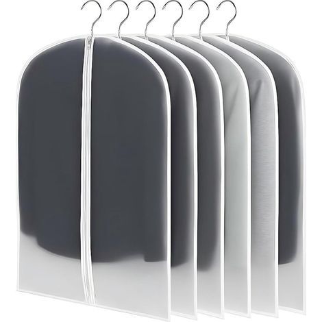 6 Housses de Vêtements à Suspendre, 60x100 cm, Housses Transparentes et Respirantes pour Costumes, Vestes et Robes, Protection Anti-Poussière Réutilisable pour Rangement (1/5)