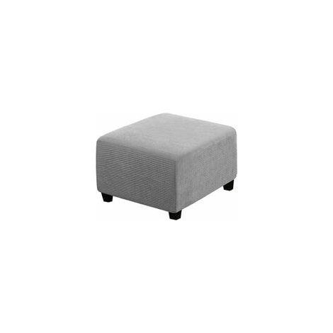 Housses extensibles, Housses de protection carrées en tissu élasthanne pour tabouret de rangement, repose-pieds, avec élastique en bas, pour meubles (gris clair) (1/5)