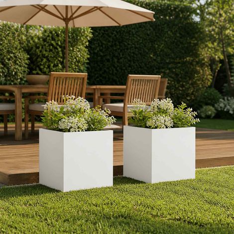 vidaXL Macetero de Jardín 2 uds. Blanco 20 x 20 x 20 cm (1/5)