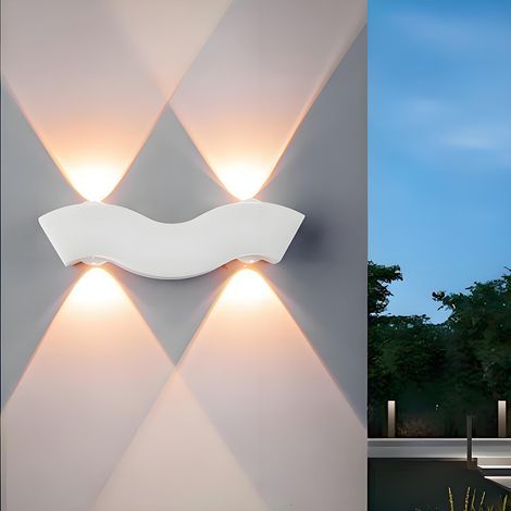 Applique murale extérieure LED moderne, étanche IP65, éclairage vers le haut et vers le bas, en aluminium, 4 W, blanc chaud 3000 K.