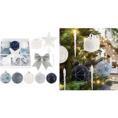 Boules de Noël, ensemble de 18 décorations pour sapin à suspendre (1/4)