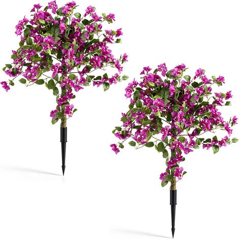 Lot de 2 Bougainvilliers Artificiels 110,5cm, Fausse Plante Extérieur et Intérieur, Arbre Floral Décoratif avec Piquet et Fleurs en Soie Haut de Gamme (1/5)