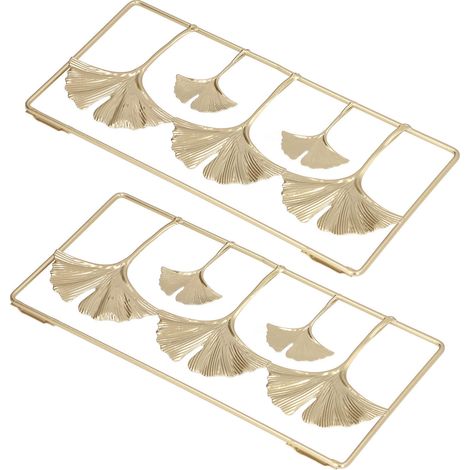 Lot 2 décors muraux feuilles de ginkgo dorées, fer forgé style européen simple, ornement 3D pour salon, chambre, restaurant. (1/5)