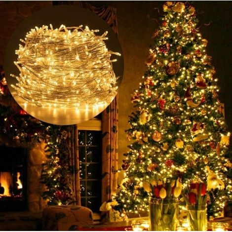 Guirlande Lumineuses Led 100M 1000Leds Extérieur, Eclairage Lumineux Décoration Noël Avec 8 Modes, Ip44 Étanche - Blanche Chaude (1/4)