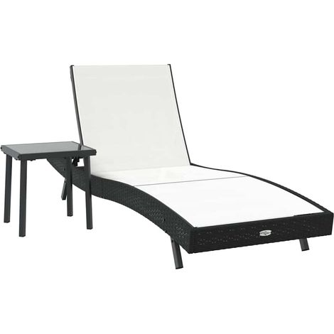 Maison Exclusive - Sonnenliege 2 pcs Schwarz und Weiß Poly-Rattan