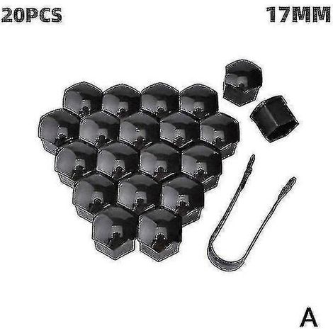 20 Stück 17 mm/19 mm/21 mm Radmutternkappen aus ABS für Autos, Reifenzierleisten, Radmutternabdeckungen, Schraubenschutzkappen-19mm-Black