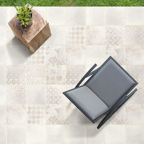 Grès Cérame Intérieur/Extérieur Carrelage Sol Effet Terre Cuite. Terracotta Decor Blanco 20x20 (1/2)