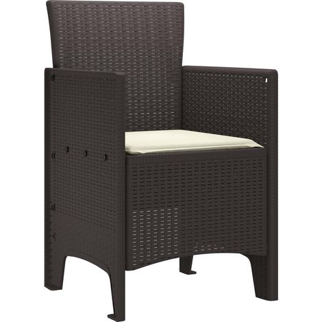 Chaise de jardin 2 lot de 2 Chaises d'extérieur Marron 53 x 49 x 85 cm Polypropylène (1/5)