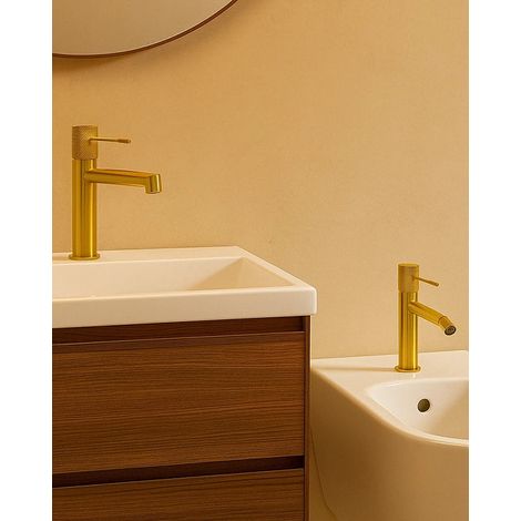 Coppia rubinetti lavabo e bidet senza scarico oro spazzolato Melin (1/4)