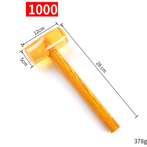 Marteau en caoutchouc transparent, manche en bois monté, maillet pour carrelage et installation de meubles, type 1000, 5 cm
