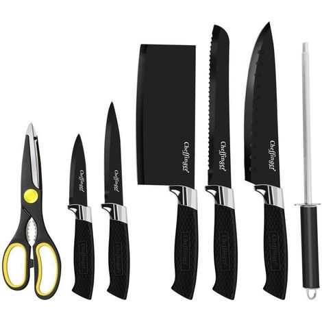 Set de Couteaux - CHEFFINGER - 7 Pièces - Lames en Céramique - Anticorrosion - Support Inclus (1/5)