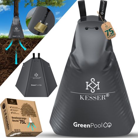 KESSER® Sac d'arrosage pour arbres Sac d'eau & sac d'arrosage pour arbres Sac en PVC durable & résistant aux UV Sac d'arrosage pour arbres Système d'arrosage pour jardin 1 set / Anthracite / 75 lit (1/5)
