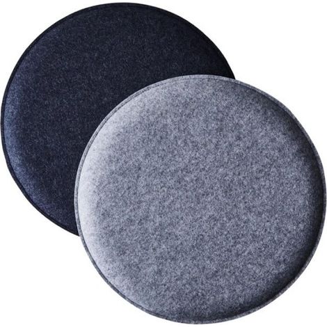 Coussin d'assise confortable en feutre rond Ø 36cm Lot de 4 GriCs I Noir