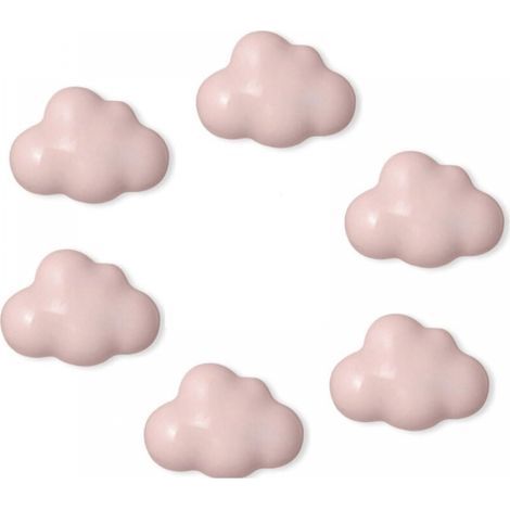 (Pink) 6pcs Ceramic Cabinet Handle Cloud Shape Drawer Handle Kitchen Handle Children's Room Wardrobe Cupboard Toy Storage Box Bookcase (1/5)