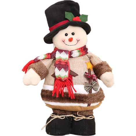 Poupée de Noël en Bois, Décorations de Sapin : Renne, Bonhomme de Neige et Père Noël pour Fêtes de Fin d'Année (1/5)