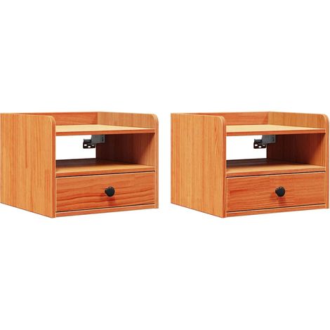Maison Exclusive - Mesita de Noche con cajón 2 pcs Marrón cera 38