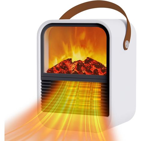 Mini portable electric fireplace, ideal for heating small rooms, heater (white), set of 2 (1/5)