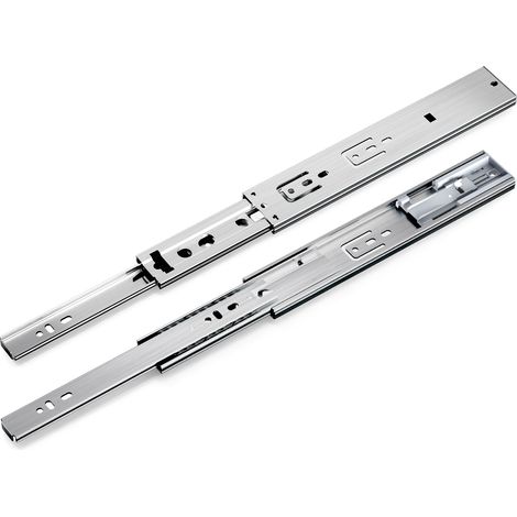 Randaco 1 Paar Schubladenschienen 250 mm Vollauszug, 3-teilig, Softclose mit Selbsteinzug, 45 kg Tragkraft, Schubladenauszug aus Stahl (1/5)