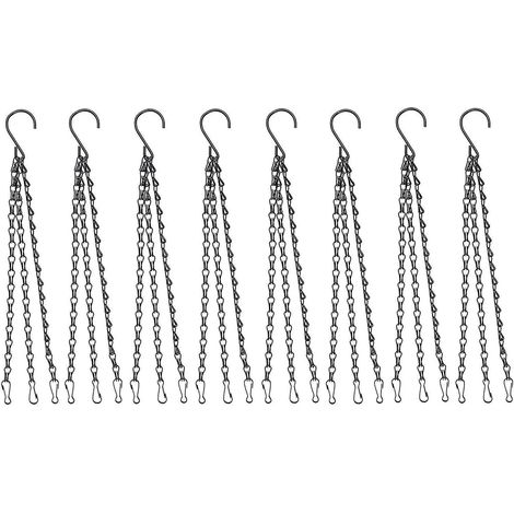 8 pièces de chaîne de suspension avec clip, support métallique de 40 cm à 3 pieds pour suspendre plantes, jardinières, lanternes, oiseaux (noir) (1/5)