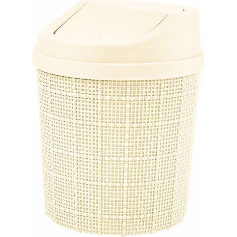 1,5 l Mini-Mülleimer, Mini-Tischmülleimer, mit Mülleimer und Schwingdeckel, für Schlafzimmer, Wohnzimmer, Küche, Fahrzeug (weiß)