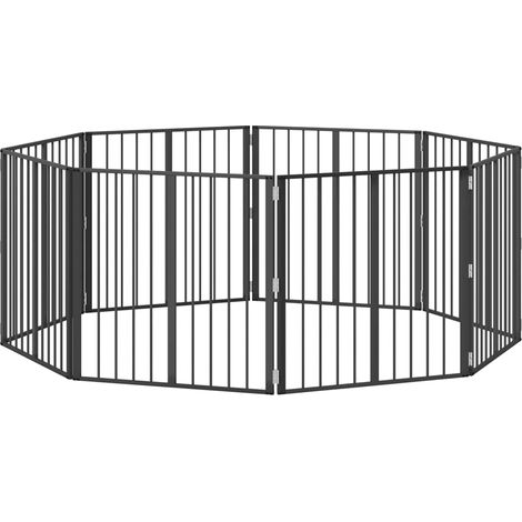 Puerta para perros 8 pcs Negro 80 x 80 cm Acero Galvanizado vidaXL