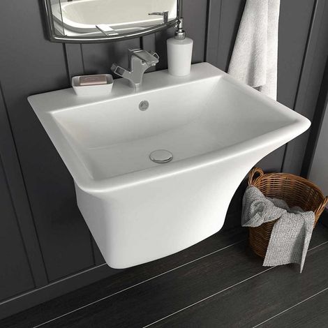 Lavabo blanc, 53 x 44 x 37 cm, en céramique émaillée