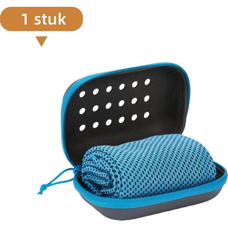Serviette de sport rafraîchissante bleu ciel 30 x 100 cm à séchage rapide et évacuation de l humidité avec boîte de rangement en éthylène acétate de vinyle pour sport randonnée voyage et activités ext (1/5)