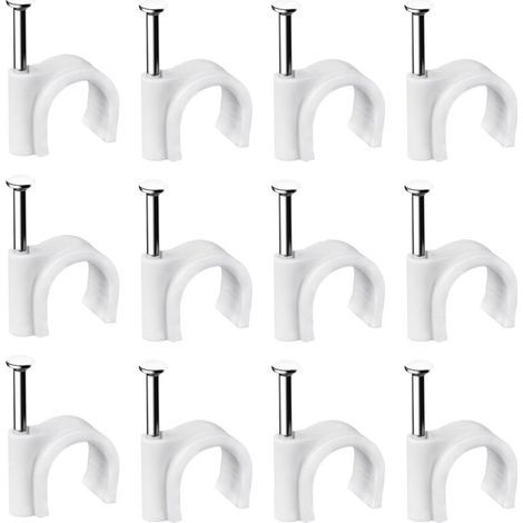 Pack of 400 steel wall clips for cables - Various specifications - Strong - Durable - White - Round - 400 x 6 mm - Cable management (1/5)