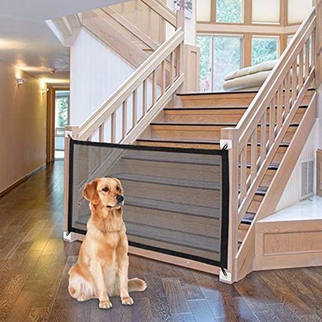 Animaux Barrière clôtures Portable Pliant Mesh Respirant Dog Porte Pet Séparation Garde barrière isolé (Color : Black, Size : 180x72cm) (1/4)