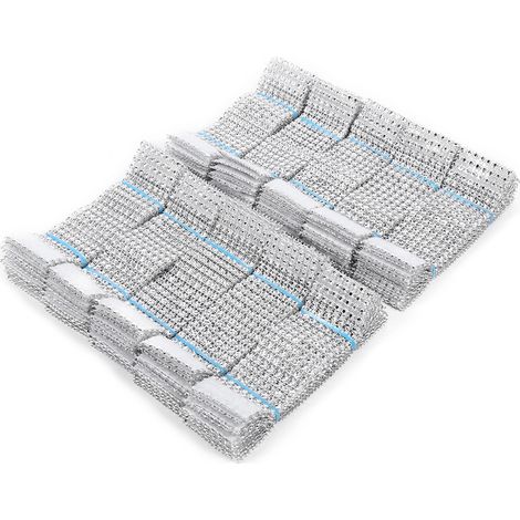 100 diamantförmige Serviettenringe aus Netzgewebe, 8 Reihen, für Stuhlschleifen, Hochzeiten, Weihnachten, silberfarben (1/2)
