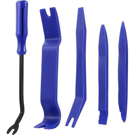 Kit d'outils de démontage de garnitures automobiles (5 pièces), kit de démontage de clips pour panneaux de porte et vitres, kit d'installation de pièces en plastique pour autoradio/tableau de bord (1/5)
