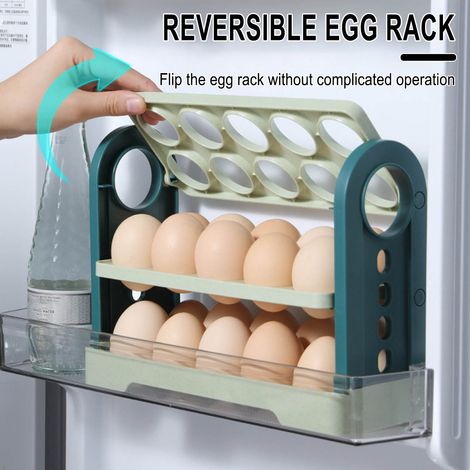 Boîte De Rangement Réfrigérateur - Support À Œufs 3 Niveaux - Capacité 30 Pièces - Design Évacuation D'Air - ABS - Pour Cuisine Et Réfrigérateur (1/5)