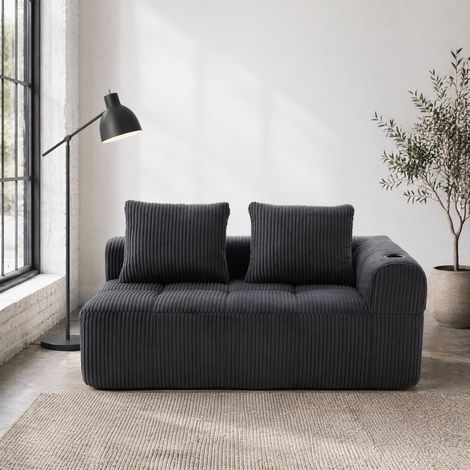 Divano 2 posti in tessuto a coste, 158 x 93 x 61 cm, senza montaggio, grigio scuro HAVRYA (1/5)