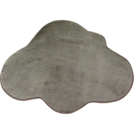 FLANELLE - Tapis forme nuage extra-doux taupe 90x70 (1/4)