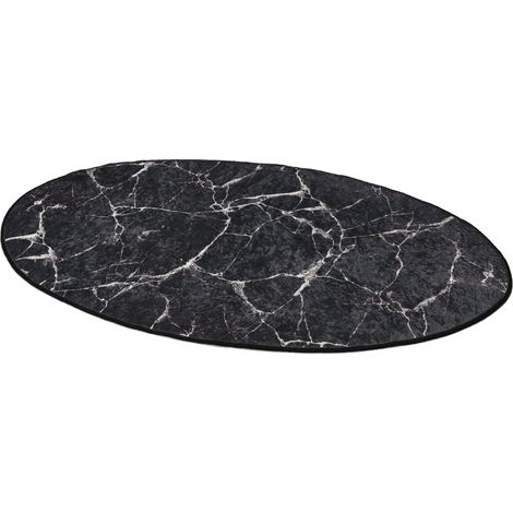 Alfombra de baño negro, azul marino y blanco