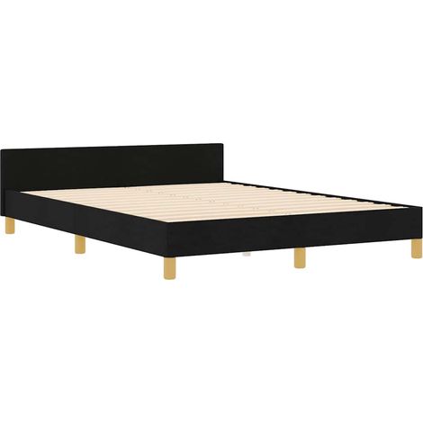 Bed Frame with Cushion with Headboard Black 160 x 200 cm Fabric vidaXL (1/5)