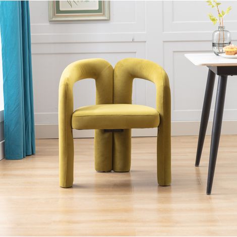 Chaise de salle à manger 64x50.5x71 cm vert olive en velours avec dossier enveloppant (1/5)