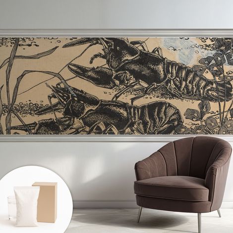 Papier peint intissé à motifs décoratifs pour salon chambre et bureau Décoration murale élégante avec colle Écrevisses 250x104 cm (1/5)