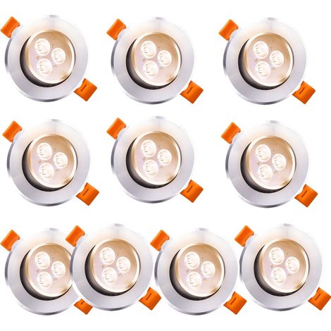 TolleTour Faretti da Incasso LED Orientabili 3W Tondi 85mm per Soffitto Soggiorno Camera Ufficio Cucina Bagno Bianco Caldo 3000K 10 Pezzi