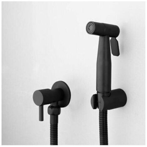 Pulverisateur De Bidet Portable Noir, Robinet De Toilette, En Acier Inoxydable, Salle De Bain Froide, Valve Shattaf, Ensemble De Jet, (1/4)