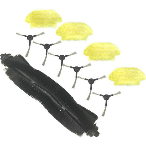 11 pièces de rechange pour aspirateur Karcher RCV3 : accessoires, brosse principale, brosses latérales et lingettes de nettoyage. (1/5)