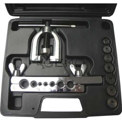 Juego de herramientas Geko G02721 de doble acampanado, 10 piezas, color plateado, ideal para trabajos de mecánica y reparación con alta durabilidad.