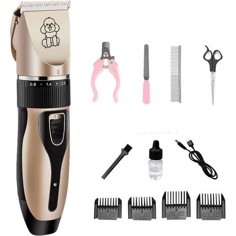 1 Set Tondeuse pour chien, lame céramique, silencieux 60 DB, sans fil, pour chats et grands chiens (1/5)