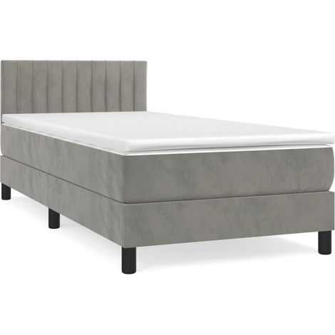 Maison Exclusive - Cama box spring con colchón terciopelo gris cl (1/5)