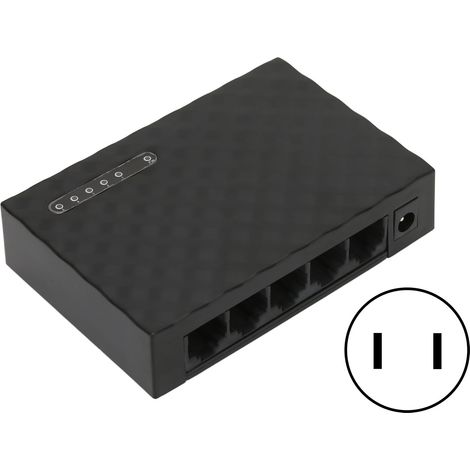Commutateur réseau Gigabit 5 ports 1000M auto-adaptatif, panneau LED, Ethernet, 100‑240V, prise US (1/5)