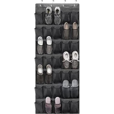 Porte Chaussures Mural,Rangement Chaussures Suspendu avec 35 Grandes Poches,Rangement porte à Suspendre Étagère Chaussure Pliables avec 4 Crochets pour Salle de Bain Chambre Cuisine (1/5)