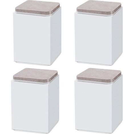 (Blanc 10cm) 4PCS pieds de support de meuble, booster en acier carbone auto-adhésif, carré 6x6cm, pour canapé, lit, meuble TV, booster de meuble, hauteur 5cm/10cm, noir/blanc/marron (1/3)