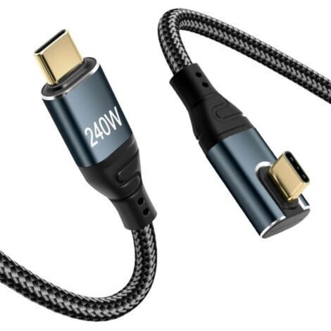 Ecleanfy-Câble USB C de 1 m, 240 W USB C vers USB C, câble USB C coudé à 90 ° pour Phone16/16Pro/16Pro Max/15, Galaxy S24/S23, McBook Pro/Air, Pad Pro/Air, etc.